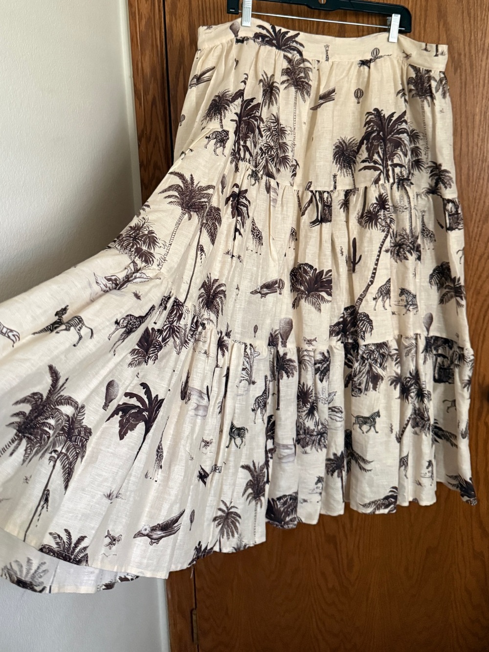 Banana Republic Wayfinder Linen Midi Skirt Tiered A-Line Safari Women's Size 18